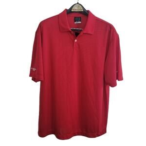 New Large Nike Dri Fit red golf polo shirt with embroidered Sobieski Vodka logo